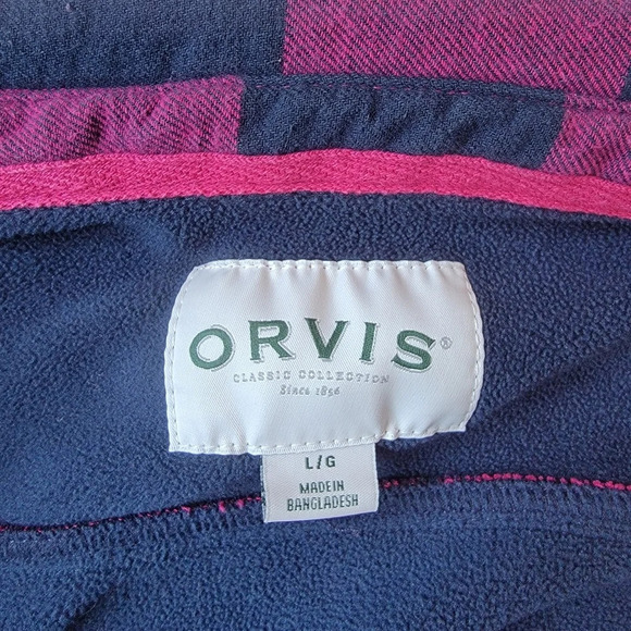 Orvis Pink Buffalo Plaid Fleece Lined Shirt Shacket L - Picture 5 of 8